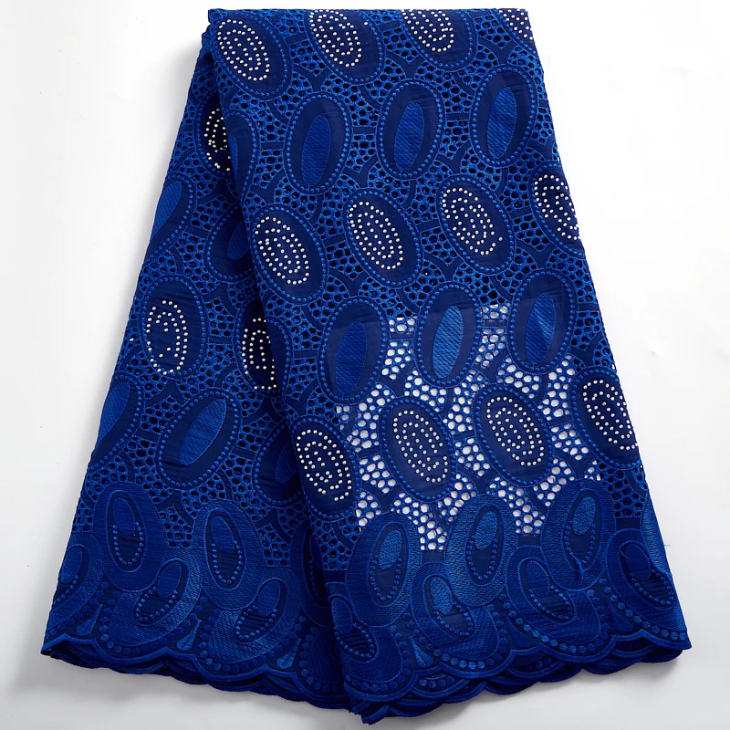 

Zhenguiru Blue New African Lace Fabric 2021 Swiss Voile Lace Embroidery Latest 5 Yards Nigorian Fabric Wedding Women Dress A2468