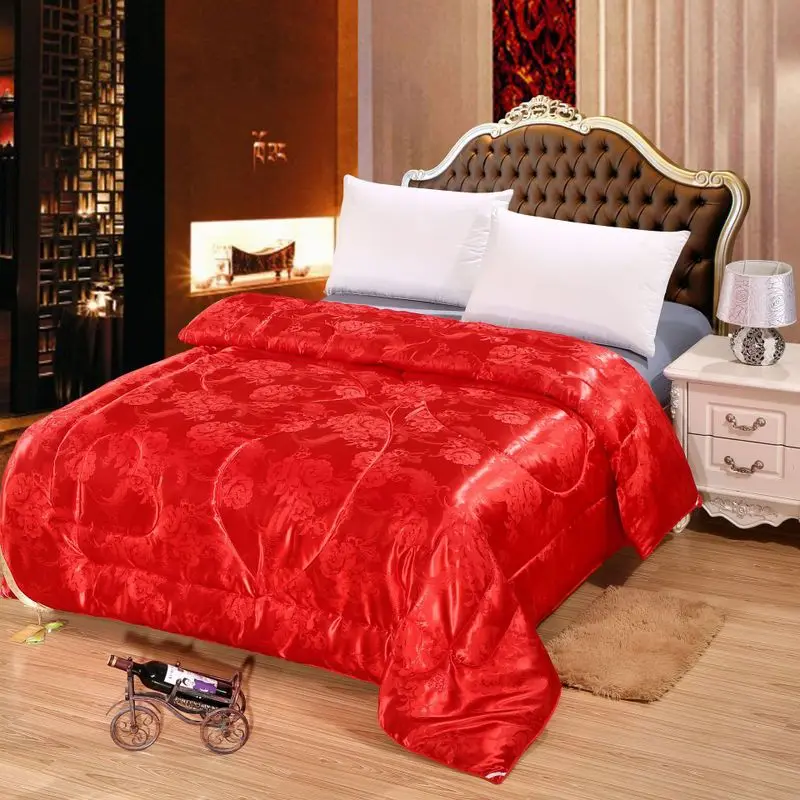 

Luxury Silk Comforter Jacquard Bed Duvet Weighted Blanket Winter Quilted Quilts Twin Full Queen Textiles Size Home King Duvet