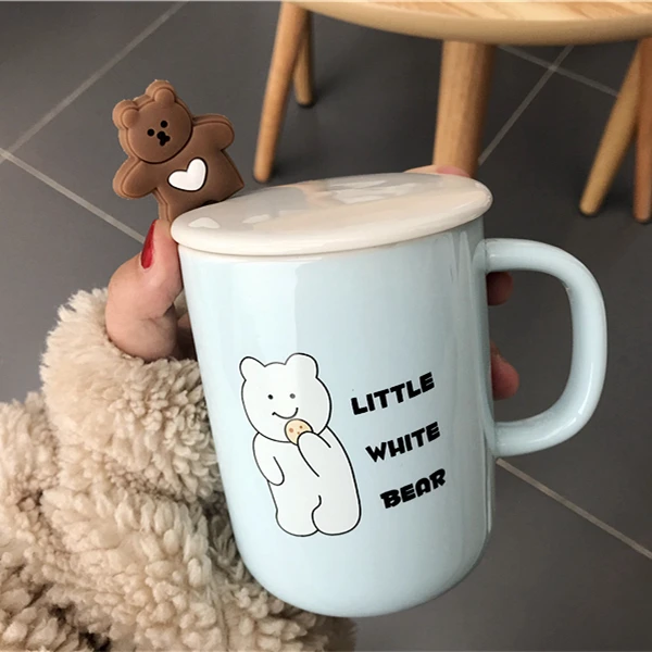 

Cute Cartoon Mug Nordic Creative Reusable Smoothie Coffee Office Mug Ceramic With Lid Kubek Do Kawy Kitchen Supplies DE50MK