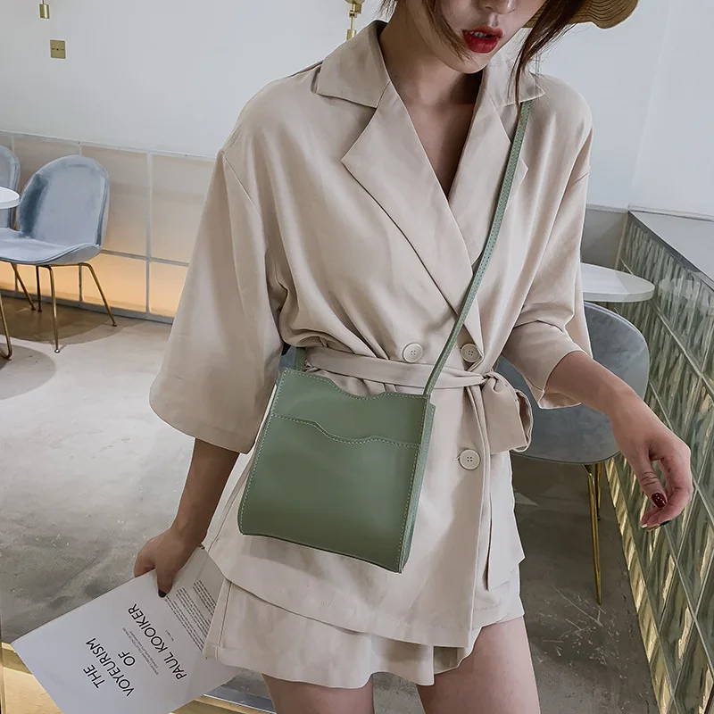 

2021 New Fashion Soft PU lether Wild Corssbody Shoulder Bags Casual Small Square Bucket for Teenager Girl School backpack