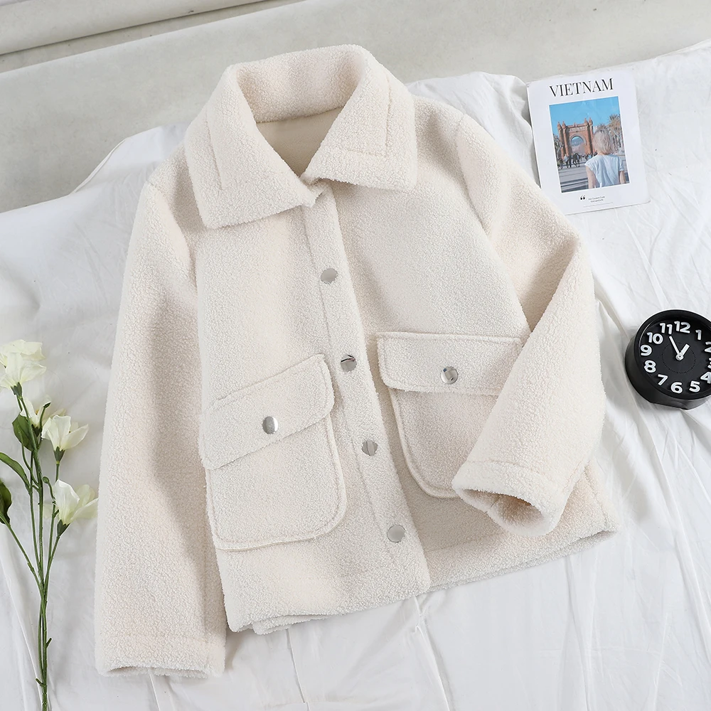 SINGRAIN зимнее женское плотное флисовое пальто свободная теплая верхняя одежда с