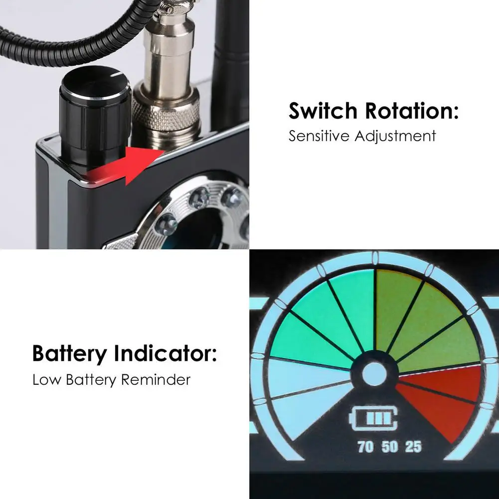 

K88 Multi-function AI Anti Candid Camera Detector LED display hunter's signal GPS Bug mini Signal lens Detect Wireless gadgets