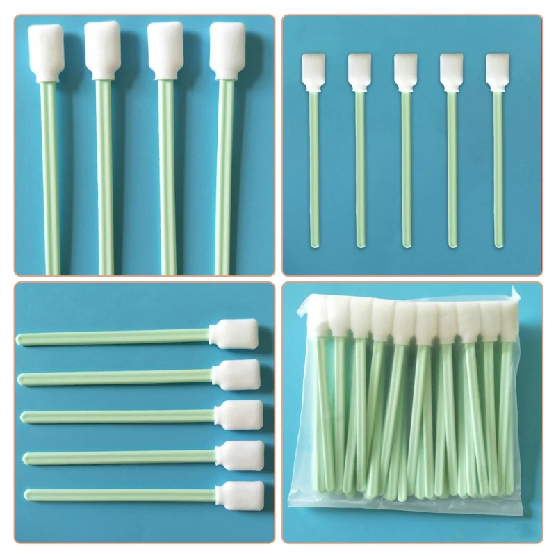 

50Pcs/Set Square Rectangle Sponge Tip Foam Swab Green Dust Free Cleaning Sticks