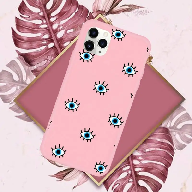 

Evil eyes high quality fundas Phone Case Candy Color for iPhone 6 7 8 11 12 s mini pro X XS XR MAX Plus
