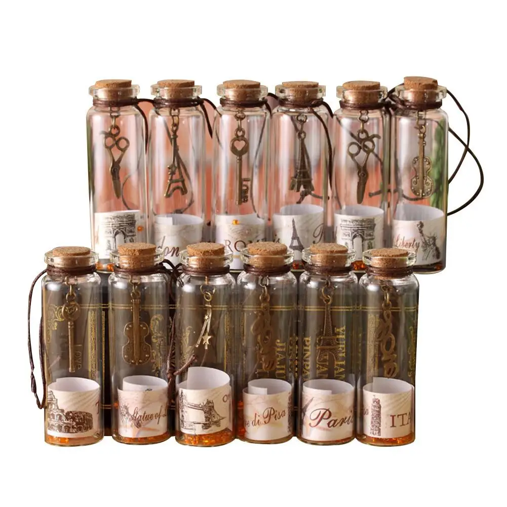 12 шт. Ретро Желая бутылка Seashell романтическая Дрифтинг Бутылка прозрачная Note мини