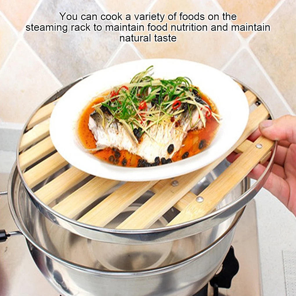 1PC Multifunction Steamer Shelf Cookware Stainless Steel Steamer Rack Durable Pot Steaming Tray Stand Bamboo Kitchen Accessories