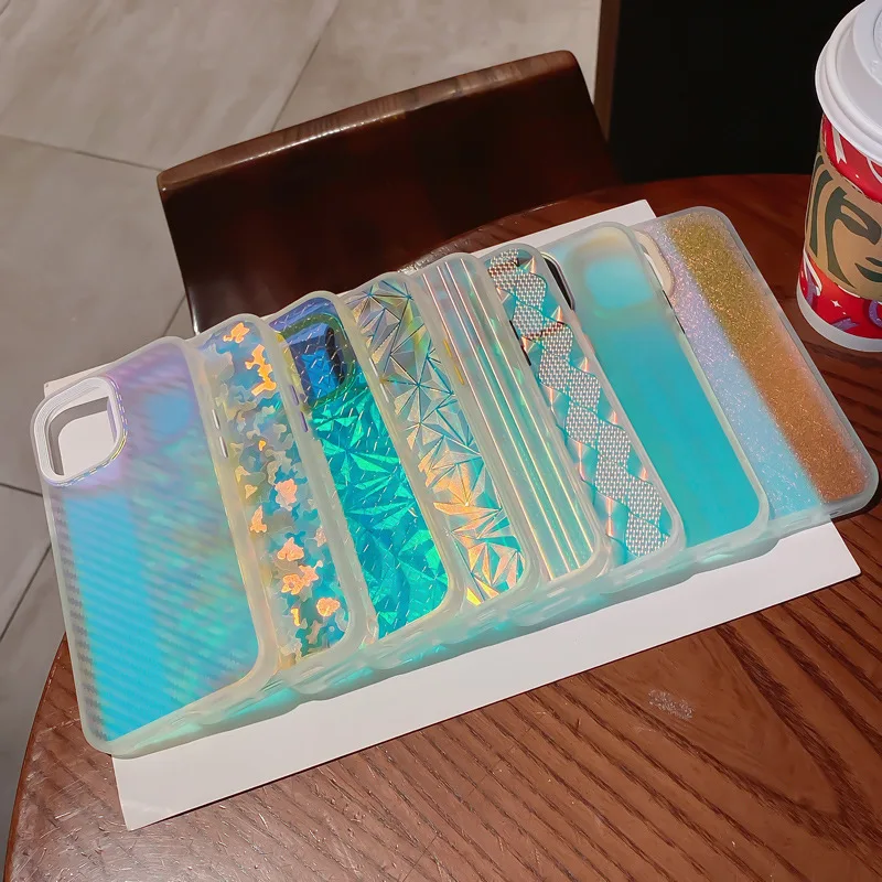 

Stylish Beautiful and Colorful Laser Phone Case for Iphone XS Max XR X 11 12 13 Pro Max 8 7 Plus SE2 Transparent Back Cover