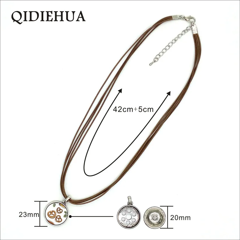 

Traditional Bavarian Pretzel Pendants Necklaces Round Alloy Enamel Charm Women Men Unisex Girl Boy Punk Oktoberfest Party Gifts