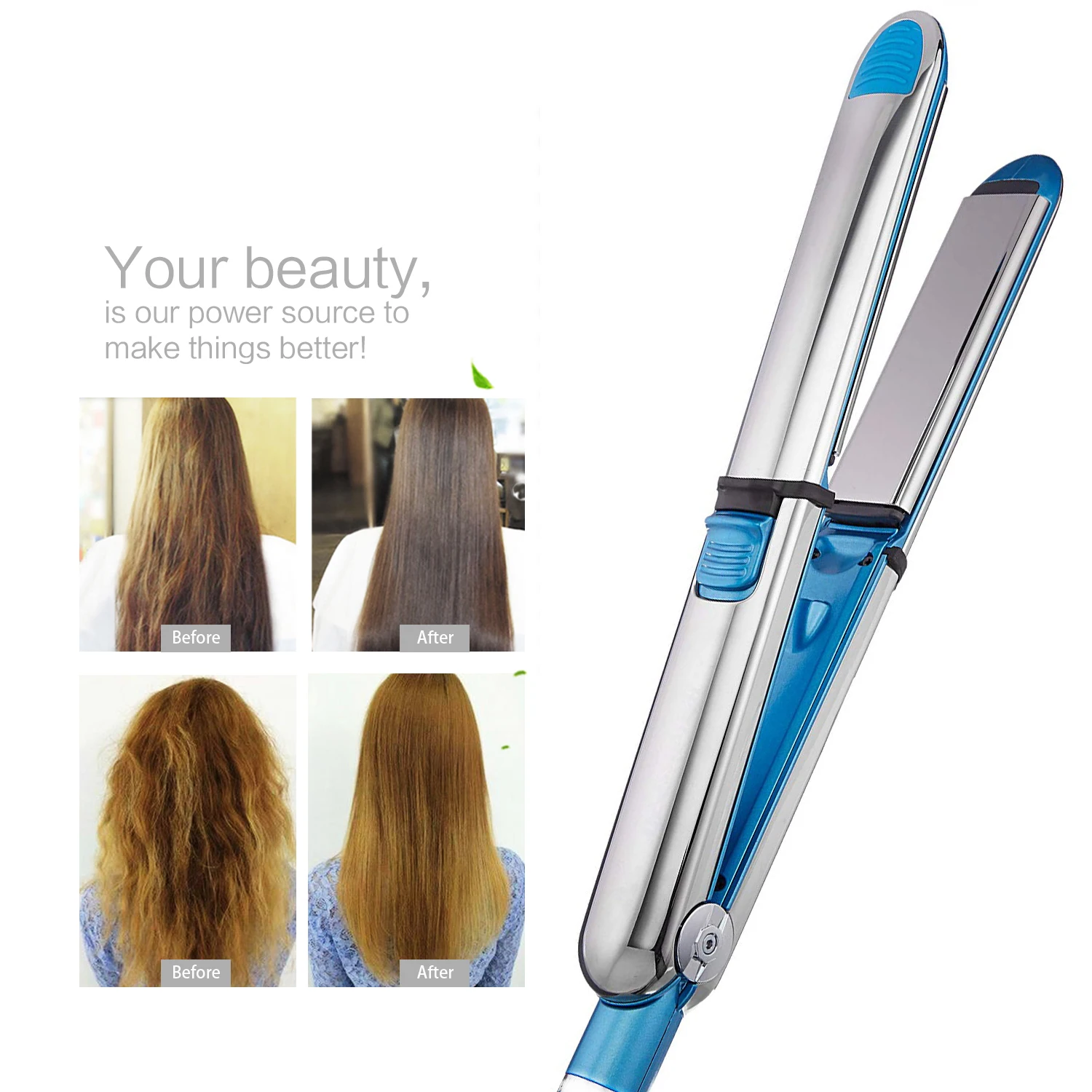 

Professional Hair Straightener Max Pro Titanium Floating Plate Flat Iron Fast Electric Hair Straightening Metal Housing