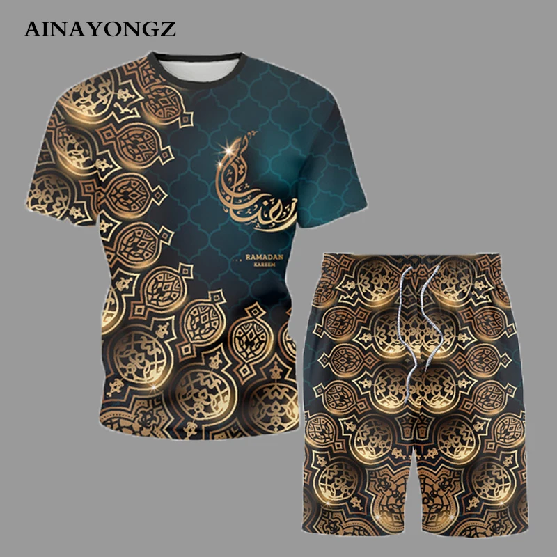 Retro Print Tracksuit Male Short Set 2022 Classic T-Shirt With Shorts Suit Men's Summer Essentials Casual Clothing Size S-5XL