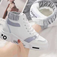 cotton shoes womens winter new high top womens running shoes all match thick velvet flat casual shoes comfortable and soft