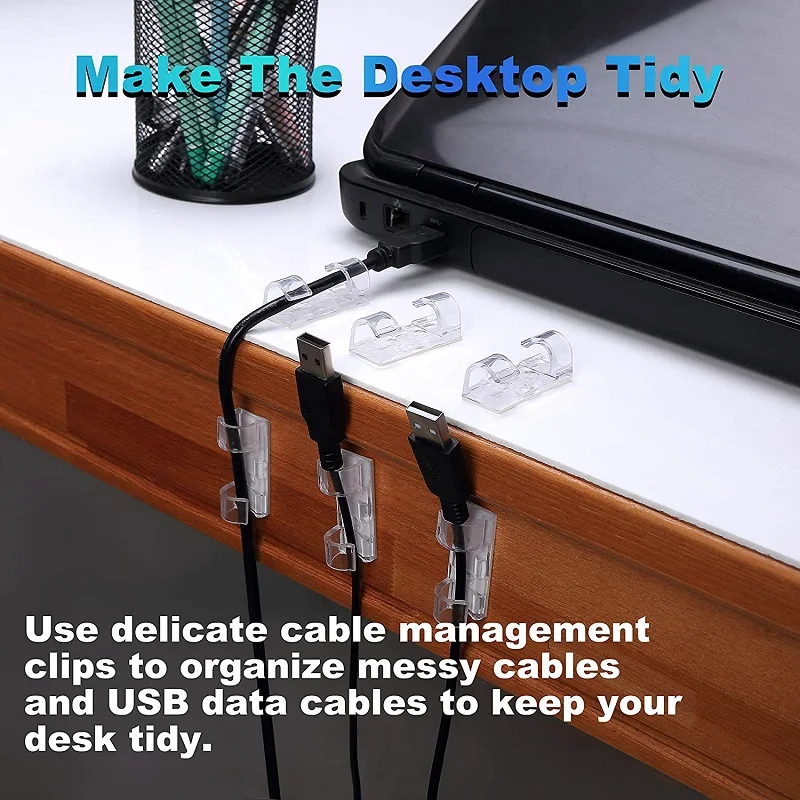 

20PCS Cable Organizer Clips Cable Management Desktop & Workstation Wire Manager Cord Holder USB Charging Data Line Bobbin Winder