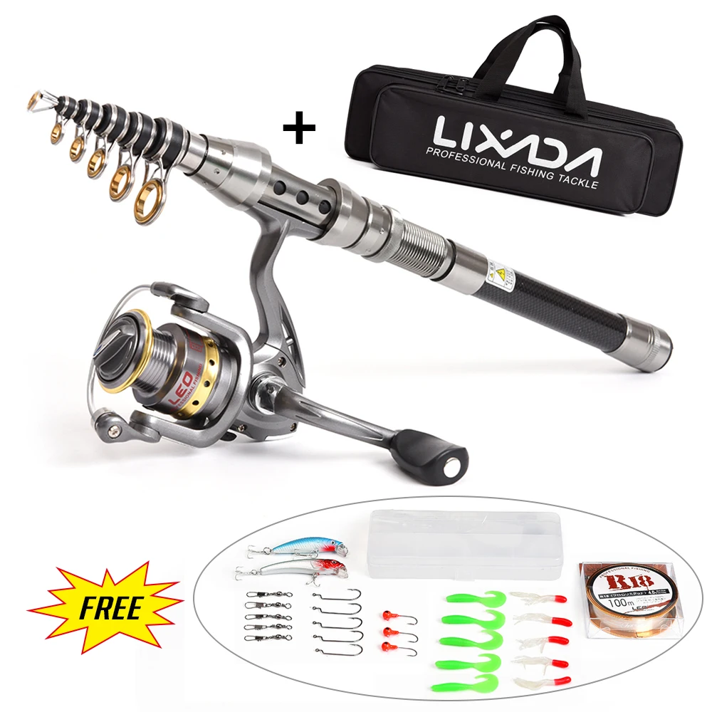 Lixada рыболовная удочка катушка комбо углеродное волокно телескопическая