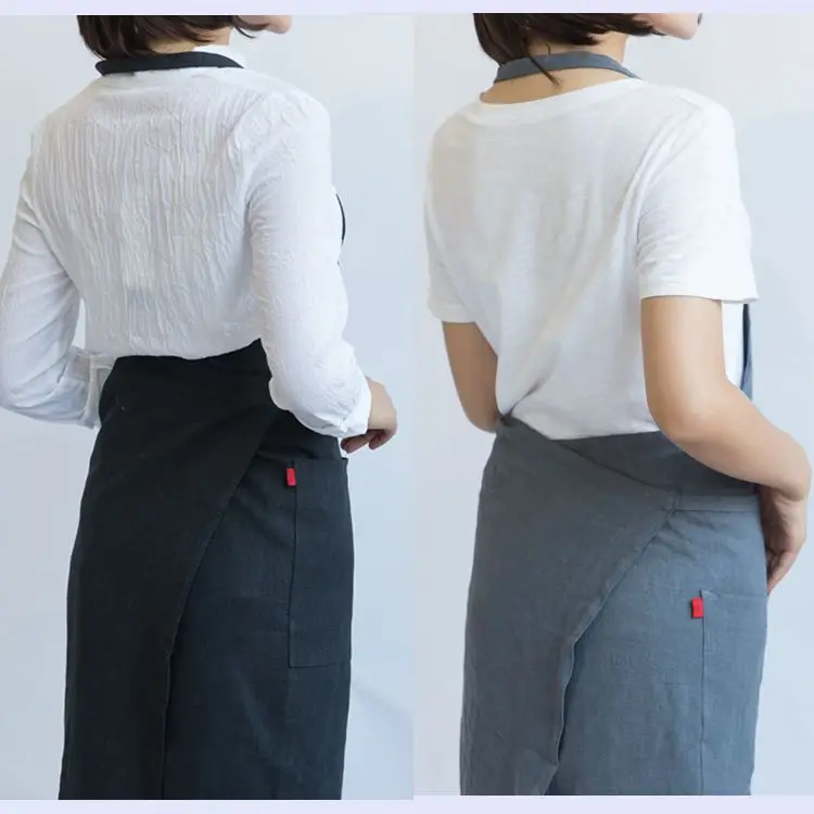 Бавер Премиум мода ручной работы японский Стиль передник из льняной ткани с