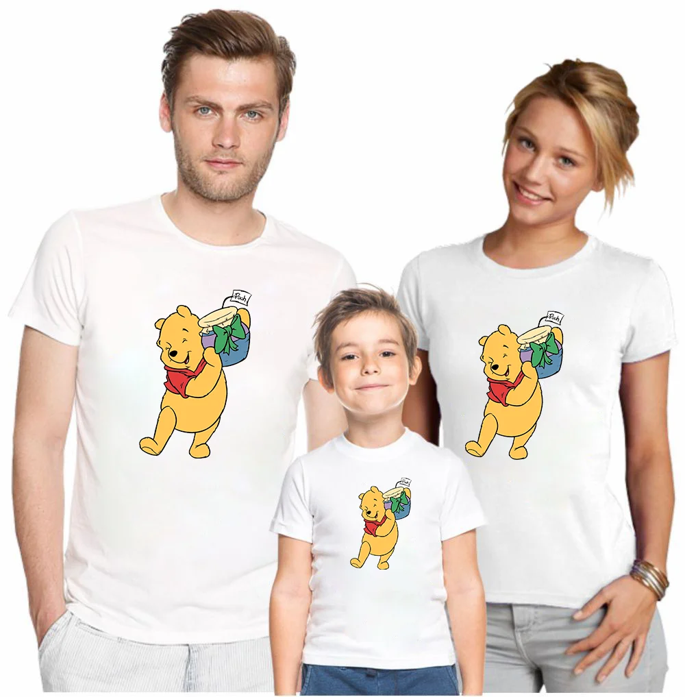 

Disney T-Shirt Winnie The Pooh Kawaii Cotton Family Tshirt O-Neck Christmas Funny Harajuku Children Clothes Streetwear Cozy