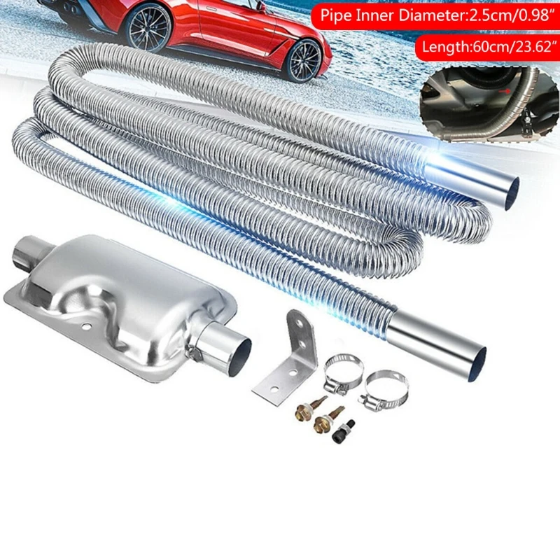 

60cm Stainless Steel Exhaust Pipe&Gas Exhaust Pipe Silencer for Cars Air Heater