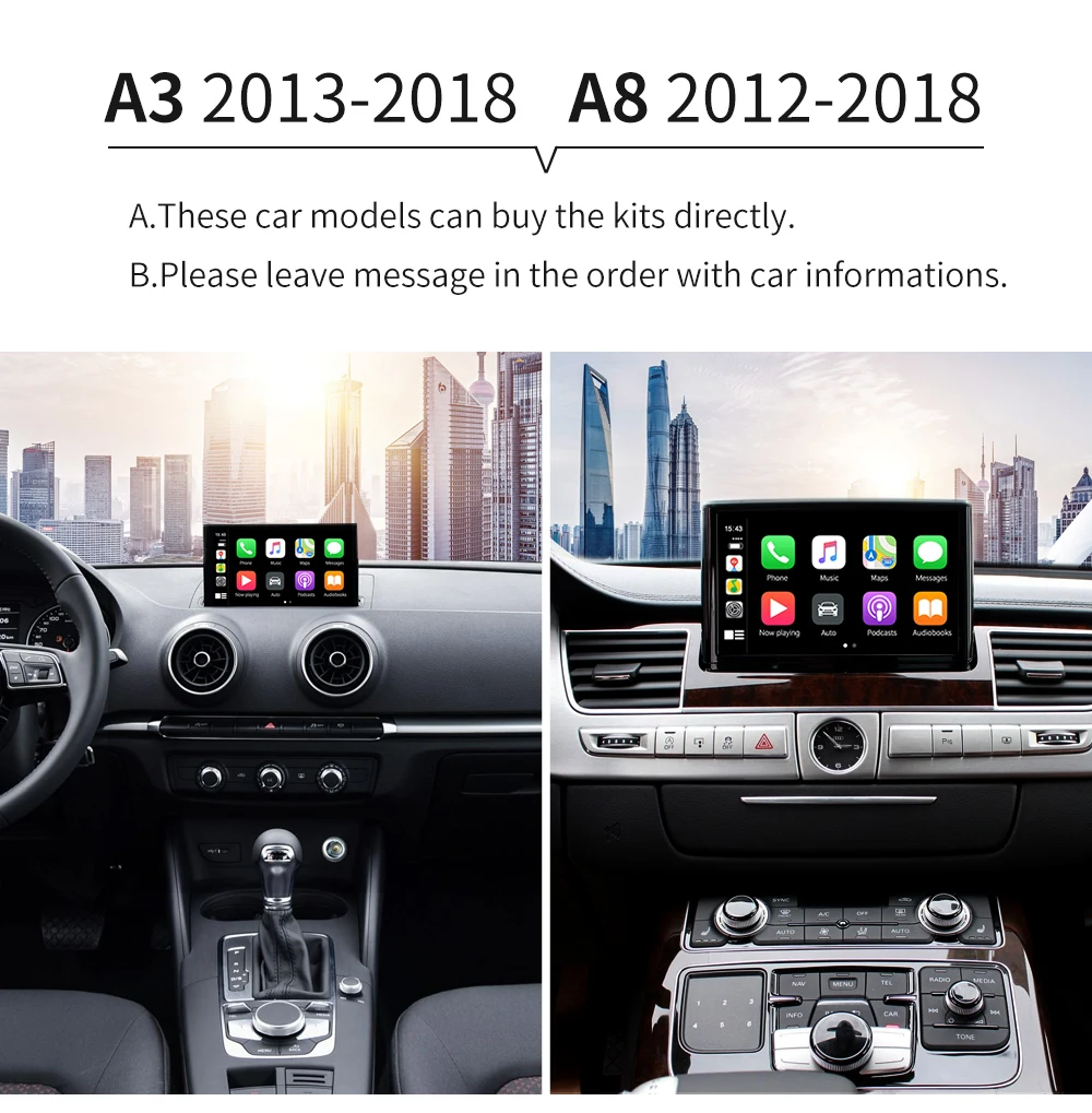 Carlinkit беспроводной CarPlay для Audi A6 A7 A8 C7 Q7 2010- MMI 3g/3g+ интерфейс muItimedia CarPlay& Android авто комплект модернизации