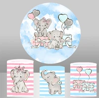 gender reveal baby cute elephant circle backdrop round background boy or girl baby shower party columncylinder covers yy 648