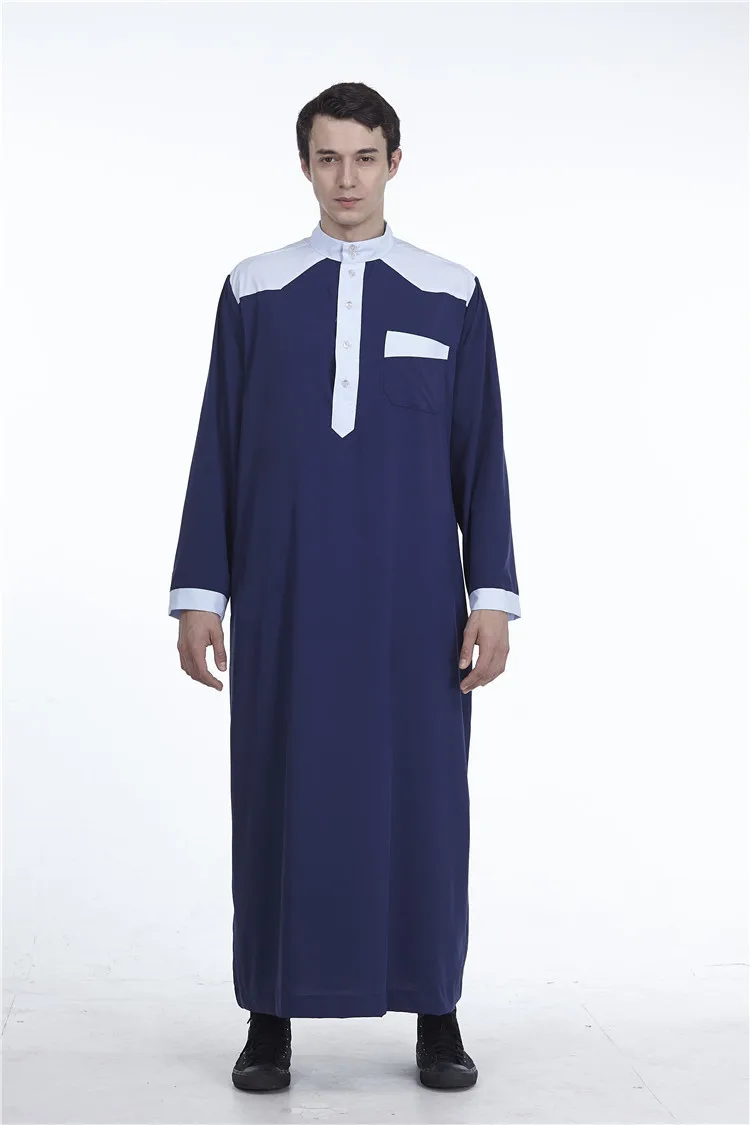 Men's RobeThe New National Color Matching Male Robes Saudi Arabia The Middle East Color Matching Simple Cotton Robe 2022 BUSHRA