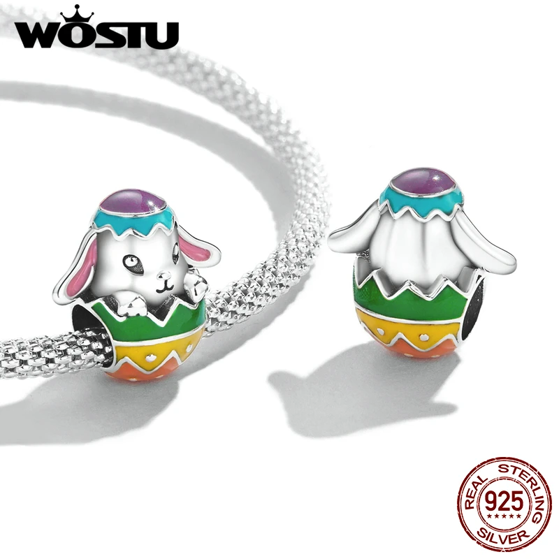 WOSTU Подвеска из стерлингового серебра 925 пробы кролик корзина для пасхальных яиц