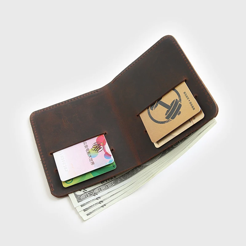 Кошелек мужской из 100% натуральной кожи винтажный короткий тонкий бумажник