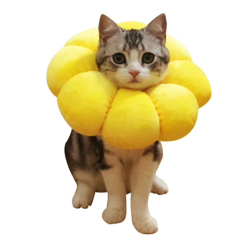 

Puppy kitten sterilization Elizabeth circle sunflower headgear pet funny shooting sunflower props