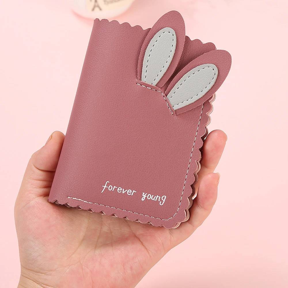 Dark Pink Новинка, женские кошельки Kawaii, милый кролик, держатель для карт, маленький кошелек, женский короткий дизайнерский кошелек, женский кошелек, держатель для денег - Цвет: Dark Pink