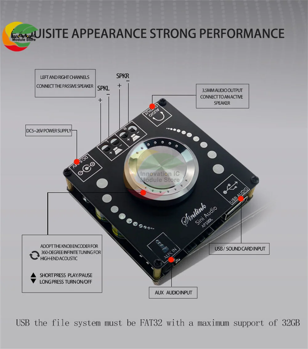 XY-AP100H 100 Вт + двойной TPA3116D2 Bluetooth 5 0 стерео аудио цифровой усилитель мощности плата