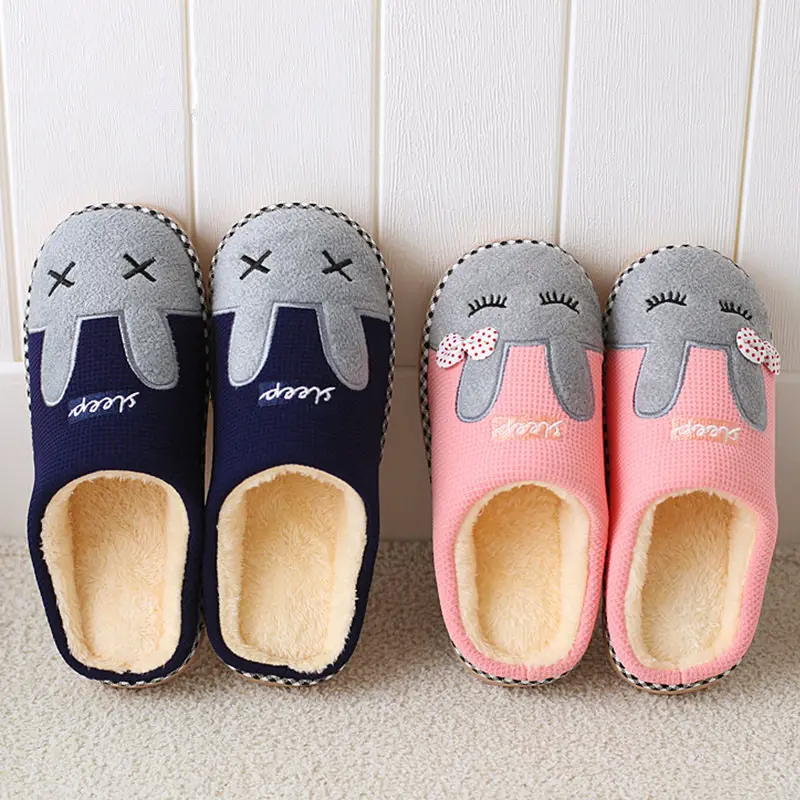 

Women Winter Slippers Warm Plush Cartoon Rabbit Lovers Home Floor Slipper Anti-slip Female Indoor Soft Shoes Ladies Footwear