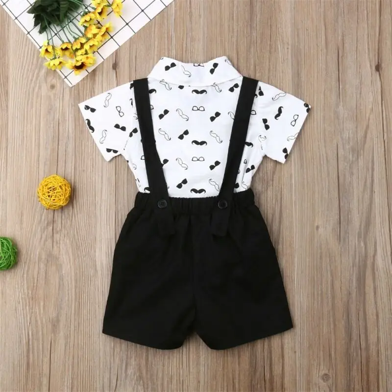 Baby Boy Clothing Set Fashion Christening Formal Party Bow Tie Shirt Overalls Boys Suit Outfit Kids 0-24M |