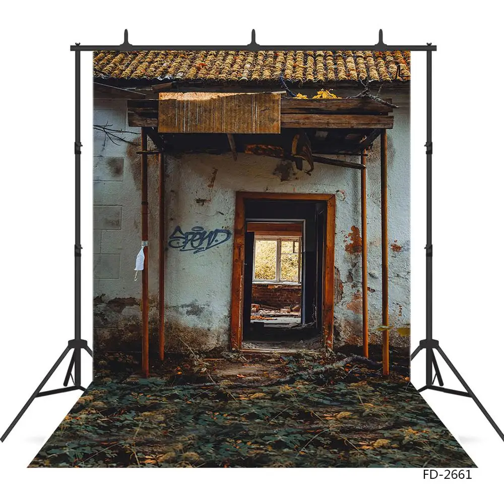 Потертый домик кирпичная стена двери фон для фотосъемки с изображением