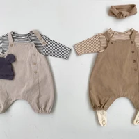 infant spring and autumn cute strap pants baby side buckle casual one piece strap pants 97