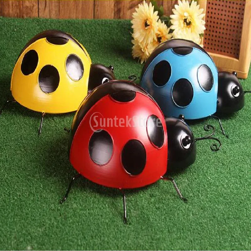 Железный Декор для стен божья коровка Реалистичная настенная скульптура