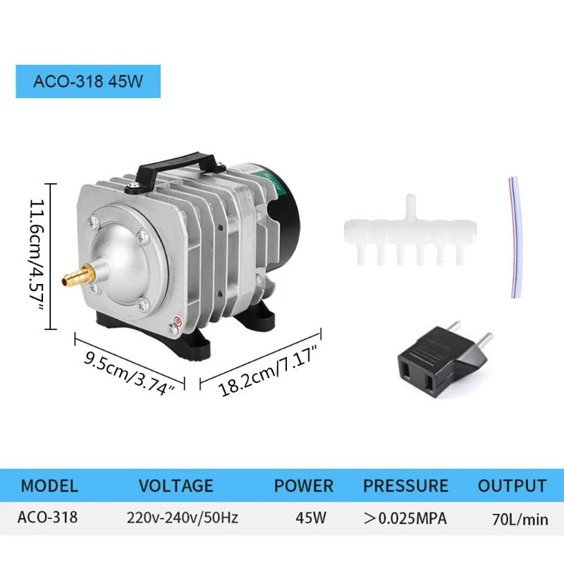 

Aquarium Fish Tank High Flow AC Electromagnetic Air Compressor Pond Oxygen Pump M76D