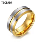 Tigrade роскошное золотое с серебристым цветом вольфрамовое Карбидное мужское кольцо обручальное кольцо для мужчин матовый обручальные Мужские t кольца Anillos Bague