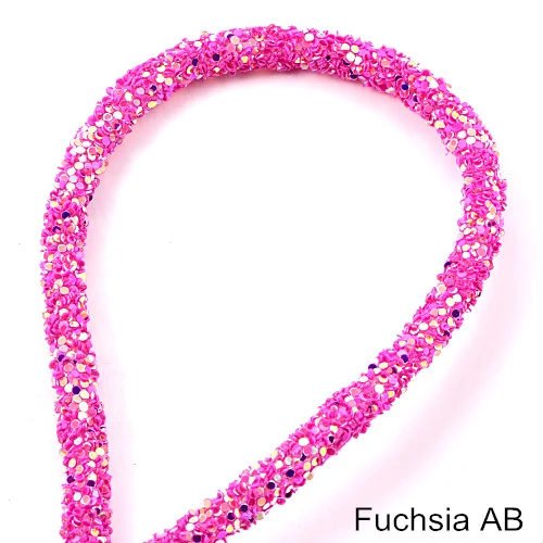 Fuchsia AB 1 ярд 6 мм смолы сверкающие стразы веревка красочная трубка шнур веревка стразы отделка для DIY вечерние украшения свадьбы B1277 - Цвет: Fuchsia AB