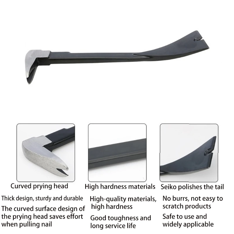 New Wrecking Bar One Rugged Removal Tool Slotted Nail Puller &amp Hardened Prying Edge Forged Carbon Steel Construction |