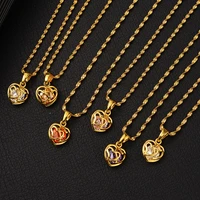 bangrui multicolour zircon stone gold color necklace elegant cute heart pendant for women africa arab party gifts