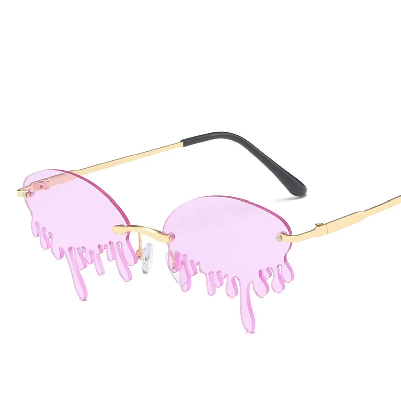 

Elbru Irregular Frameless Sunglasses Tear Shaped Colorful Eyewear Fashion Sun Glassses Outdoor Driving Sunshades For Men Women