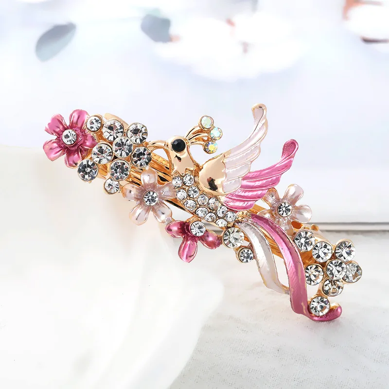 

New Simple Rhinestone Crystal Phoenix Hair Clip Top Clip One Word Clip Ladies Side Clip Fashion Headdress