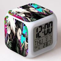 anime danganronpa led 7 color flash digital alarm clocks kids night light bedroom desk clock alarm clock seven colors