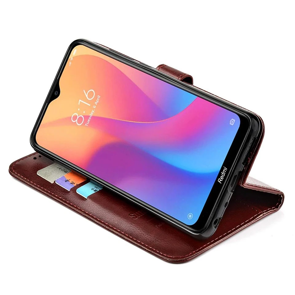 Магнитный кожаный чехол-книжка для Xiaomi redmi 8, чехол-кошелек в стиле ретро, держатель для карт, подставка, чехол-книжка для redmi 8, чехол для redmi 8