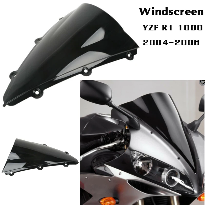 

Ветровое стекло мотоцикла для Yamaha YZF-R1 YZFR1 YZF R1 2004 2005 2006 YZF1000 YZF 1000 ветровой экран двойной пузырь Blk