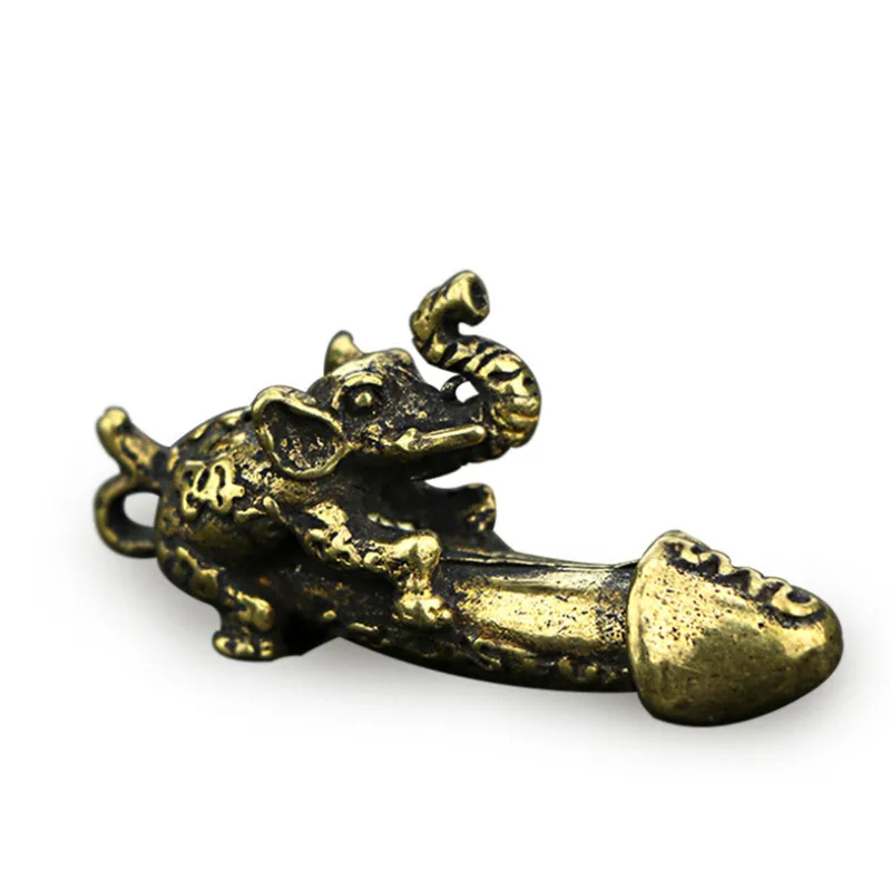 Mini Vintage Brass Elephant Key Ring Decorative Car Pendant Ornament Craft Animal Figurines Home Bar Party Desk Decoration Gift | Дом и сад