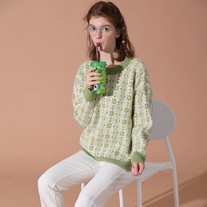 Женский трикотажный свитер GIGOGOU винтажный пуловер с вышивкой зимний плотный