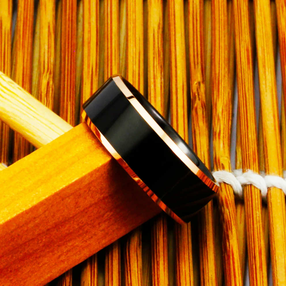 

Popular 8mm Tungsten Carbide Steel Black smooth arc ring. The charm of men. Fashion trend engagement accessories.