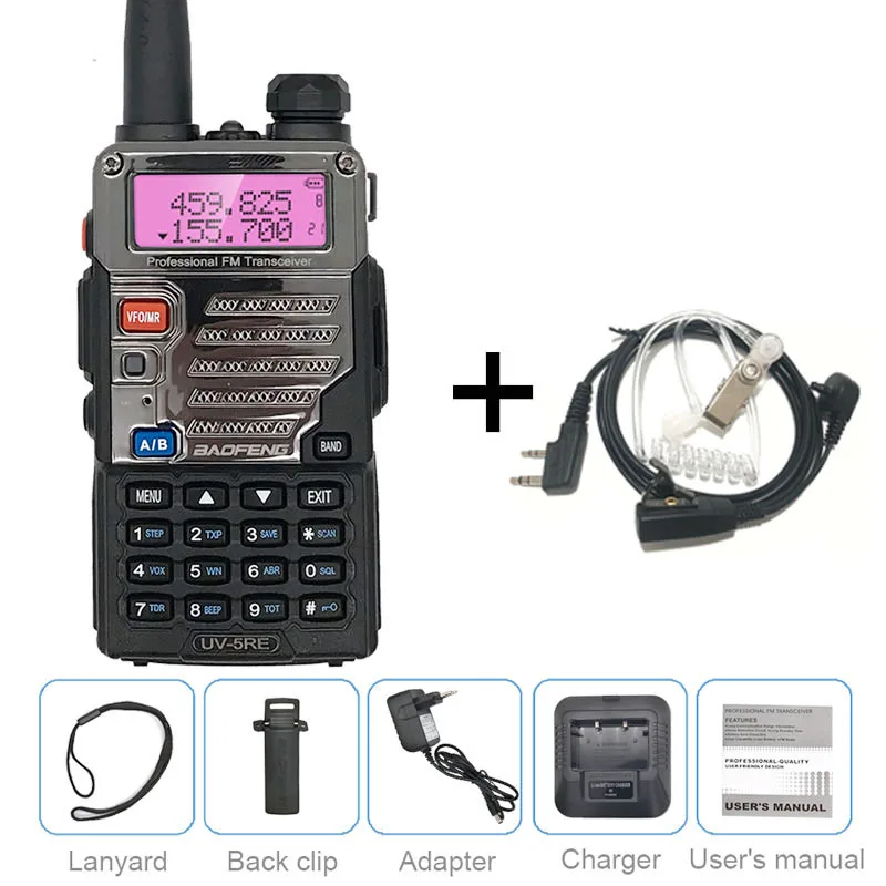 add headset Baofeng UV-5RE 5 Вт портативная рация VHF UHF Любительское радио, Си-Би радиосвязь, коротковолновым приемником сканер радиостанция переговорные PMR446 обновленная UV5R - Цвет: add headset