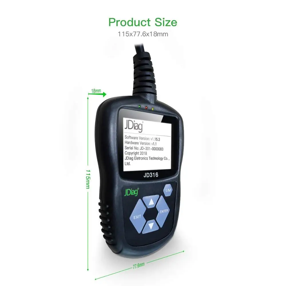 Автомобильный сканер JDiag JD316 OBD2 считыватель кодов неисправностей автомобильного