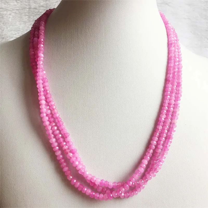 Ожерелье шокер с фасетированными природными геммами в розовом, пурпурном и красном цветах, 42+5 см, элегантное, 3*4 мм, подарок для невесты, модные женские украшения.