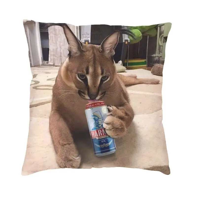 

Funny Floppa Drinking Cushion Cover Double Side Printing Caracal Cat Floor Pillow Case For Living Room Pillowcase Home Decor